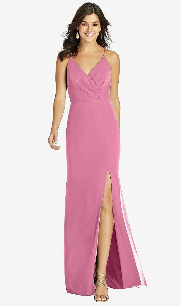 Front View - Orchid Pink Criss Cross Back Mermaid Wrap Dress