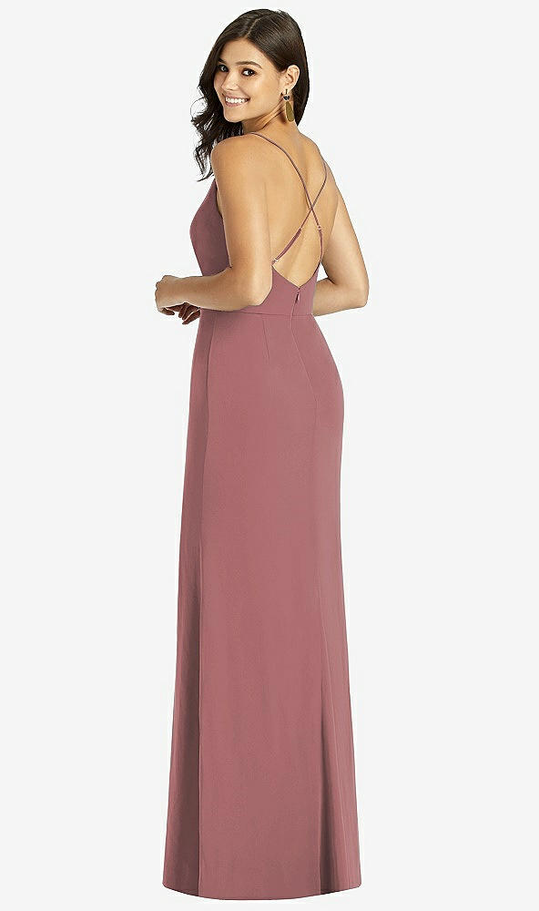 Back View - Rosewood Criss Cross Back Mermaid Wrap Dress