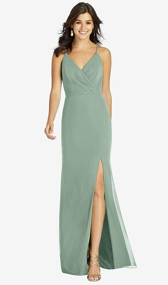 Front View - Seagrass Criss Cross Back Mermaid Wrap Dress