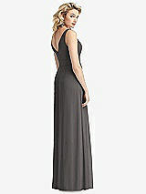 Rear View Thumbnail - Caviar Gray Sleeveless Pleated Skirt Maxi Dress with Pockets