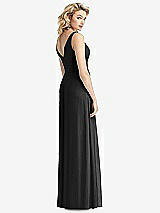 Rear View Thumbnail - Black Sleeveless Pleated Skirt Maxi Dress with Pockets