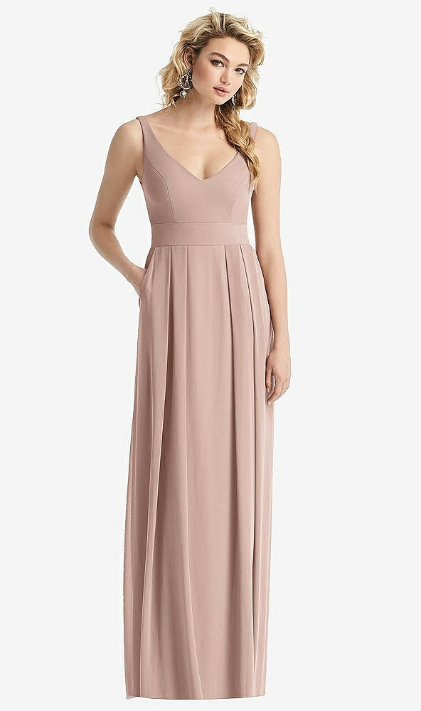 Front View - Bliss Sleeveless Pleated Skirt Maxi Dress with Pockets