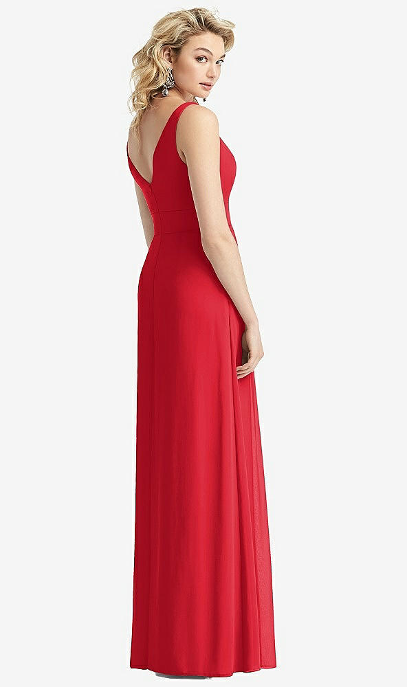 Back View - Parisian Red Sleeveless Pleated Skirt Maxi Dress with Pockets