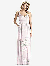 Front View Thumbnail - Watercolor Print Sleeveless Pleated Skirt Maxi Dress with Pockets
