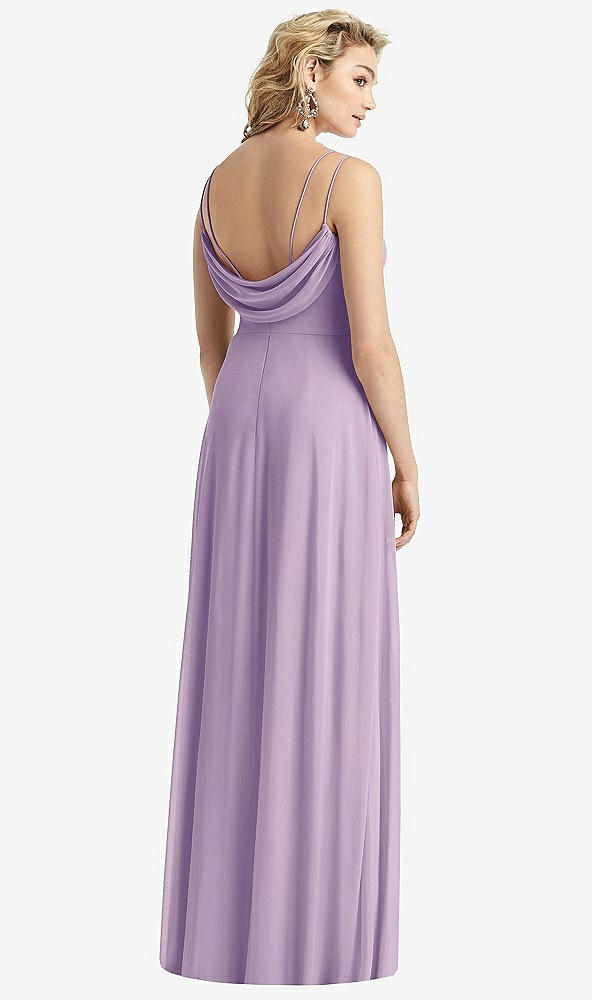 Front View - Pale Purple Cowl-Back Double Strap Maxi Dress with Side Slit