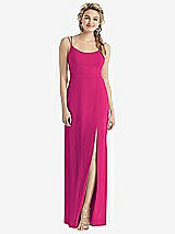 Rear View Thumbnail - Think Pink Cowl-Back Double Strap Maxi Dress with Side Slit