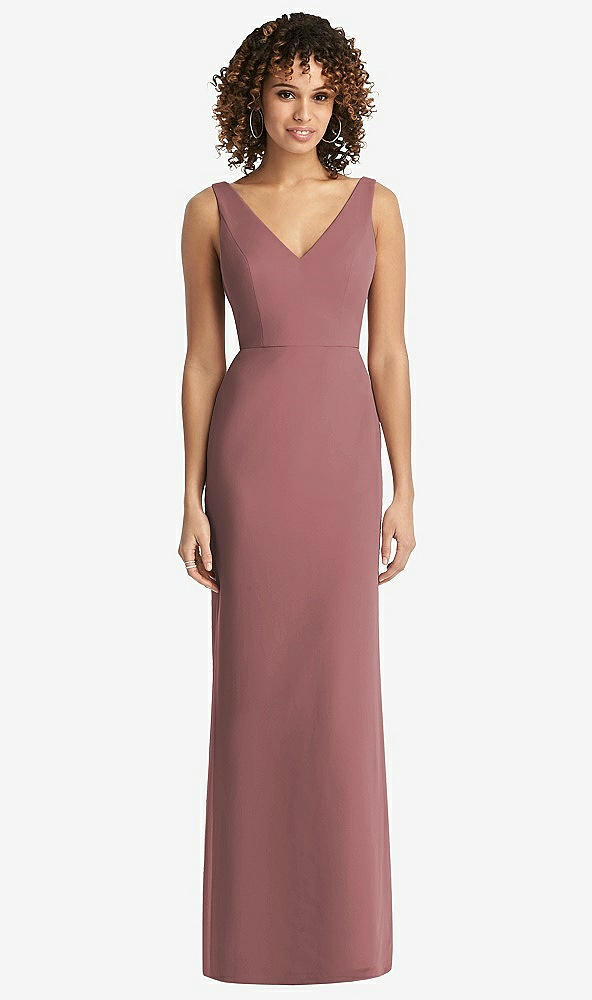 Back View - Rosewood Sleeveless Tie Back Chiffon Trumpet Gown