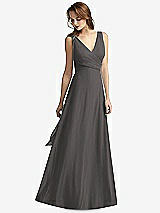 Front View Thumbnail - Caviar Gray Sleeveless V-Neck Chiffon Wrap Dress