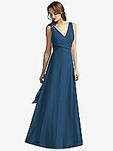 Front View Thumbnail - Dusk Blue Sleeveless V-Neck Chiffon Wrap Dress