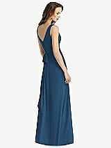Rear View Thumbnail - Dusk Blue Sleeveless V-Neck Chiffon Wrap Dress