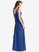 Rear View Thumbnail - Classic Blue Sleeveless V-Neck Chiffon Wrap Dress