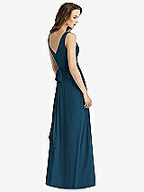 Rear View Thumbnail - Atlantic Blue Sleeveless V-Neck Chiffon Wrap Dress