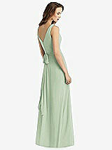 Rear View Thumbnail - Celadon Sleeveless V-Neck Chiffon Wrap Dress