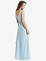 Rear View Thumbnail - French Blue Sleeveless V-Neck Chiffon Wrap Dress