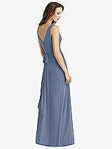 Rear View Thumbnail - Larkspur Blue Sleeveless V-Neck Chiffon Wrap Dress