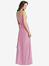 Rear View Thumbnail - Powder Pink Sleeveless V-Neck Chiffon Wrap Dress
