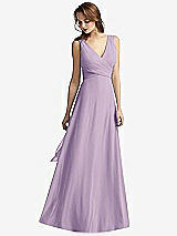 Front View Thumbnail - Pale Purple Sleeveless V-Neck Chiffon Wrap Dress