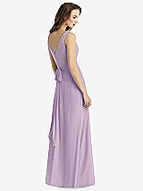 Rear View Thumbnail - Pale Purple Sleeveless V-Neck Chiffon Wrap Dress