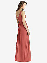Rear View Thumbnail - Coral Pink Sleeveless V-Neck Chiffon Wrap Dress