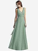 Front View Thumbnail - Seagrass Sleeveless V-Neck Chiffon Wrap Dress