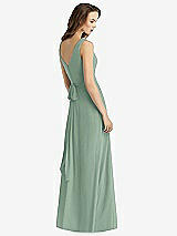 Rear View Thumbnail - Seagrass Sleeveless V-Neck Chiffon Wrap Dress