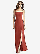 Rear View Thumbnail - Amber Sunset Tie-Back Cutout Trumpet Gown with Front Slit