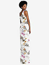 Rear View Thumbnail - Butterfly Botanica Ivory One-Shoulder Chiffon Trumpet Gown