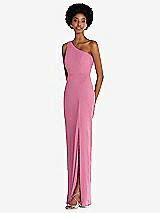 Side View Thumbnail - Orchid Pink One-Shoulder Chiffon Trumpet Gown