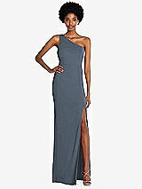 Front View Thumbnail - Silverstone One-Shoulder Chiffon Trumpet Gown