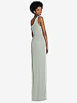 Rear View Thumbnail - Willow Green One-Shoulder Chiffon Trumpet Gown