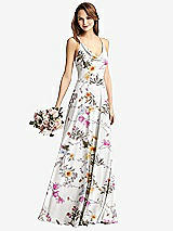 Front View Thumbnail - Butterfly Botanica Ivory Cowl Neck Criss Cross Back Maxi Dress