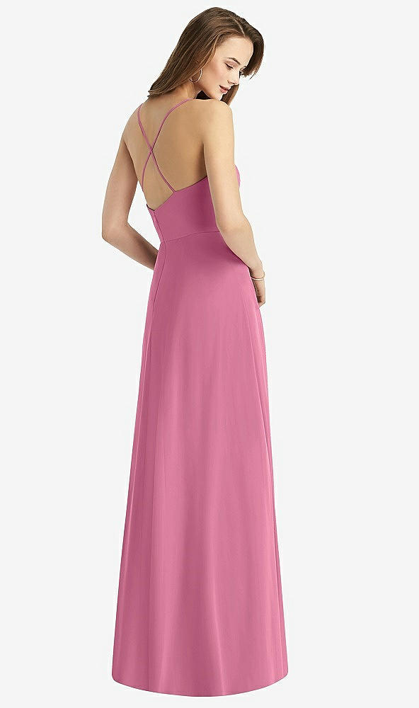 Back View - Orchid Pink Cowl Neck Criss Cross Back Maxi Dress