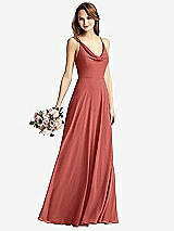 Front View Thumbnail - Coral Pink Cowl Neck Criss Cross Back Maxi Dress