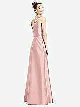 Rear View Thumbnail - Rose - PANTONE Rose Quartz Draped Wrap Satin Maxi Dress with Pockets