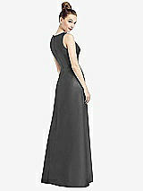 Rear View Thumbnail - Pewter Sleeveless V-Neck Satin Dress with Pockets