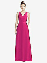 Front View Thumbnail - Think Pink Sleeveless V-Neck Satin Dress with Pockets