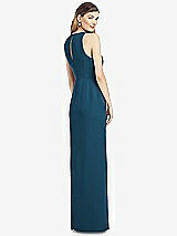 Rear View Thumbnail - Atlantic Blue Sleeveless Chiffon Dress with Draped Front Slit