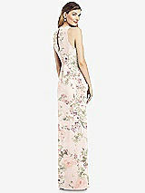Rear View Thumbnail - Blush Garden Sleeveless Chiffon Dress with Draped Front Slit