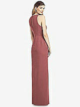 Rear View Thumbnail - English Rose Sleeveless Chiffon Dress with Draped Front Slit