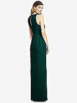 Rear View Thumbnail - Evergreen Sleeveless Chiffon Dress with Draped Front Slit