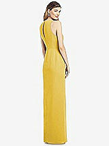 Rear View Thumbnail - Marigold Sleeveless Chiffon Dress with Draped Front Slit