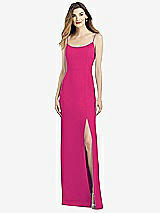 Alt View 1 Thumbnail - Think Pink Spaghetti Strap V-Back Crepe Gown with Front Slit