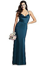 Alt View 1 Thumbnail - Atlantic Blue Cowl-Neck Criss Cross Back Slip Dress
