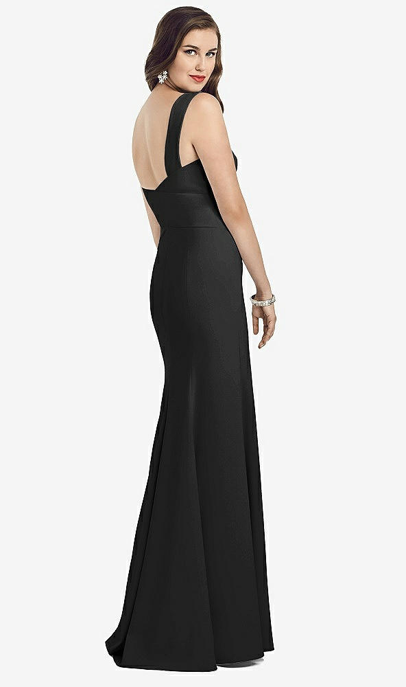 Back View - Black Sleeveless Seamed Bodice Trumpet Gown