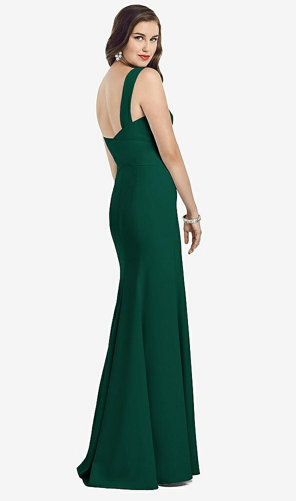 Back View - Hunter Green Sleeveless Seamed Bodice Trumpet Gown