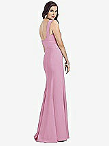 Rear View Thumbnail - Powder Pink Sleeveless Seamed Bodice Trumpet Gown