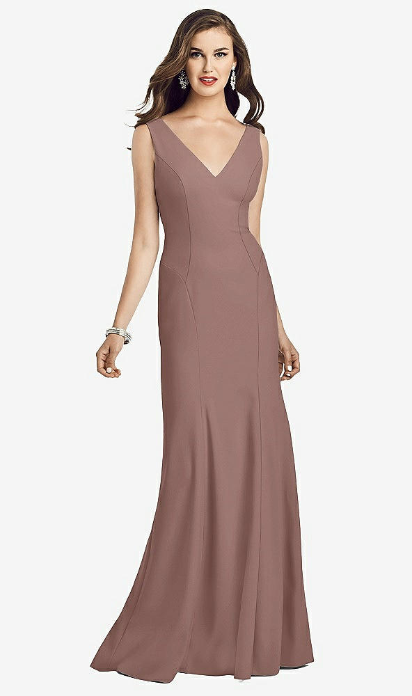 Front View - Sienna Sleeveless Seamed Bodice Trumpet Gown
