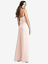 Rear View Thumbnail - Blush Strapless Notch Crepe Jumpsuit with Pockets