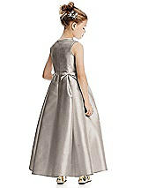Rear View Thumbnail - Taupe Princess Line Satin Twill Flower Girl Dress with Bows