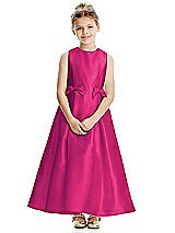 Front View Thumbnail - Think Pink Princess Line Satin Twill Flower Girl Dress with Bows